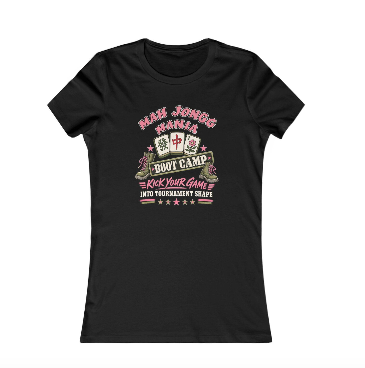 Mah Jongg Mania Boot Camp black t-shirt