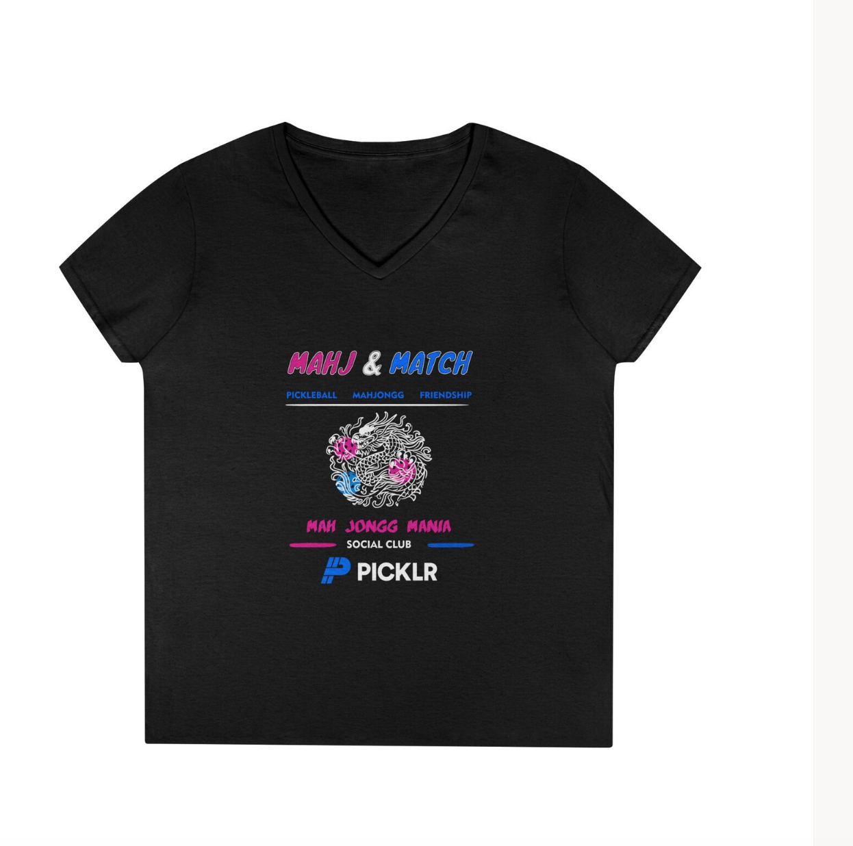 Mah Jongg Mania Boot Camp black v-neck shirt