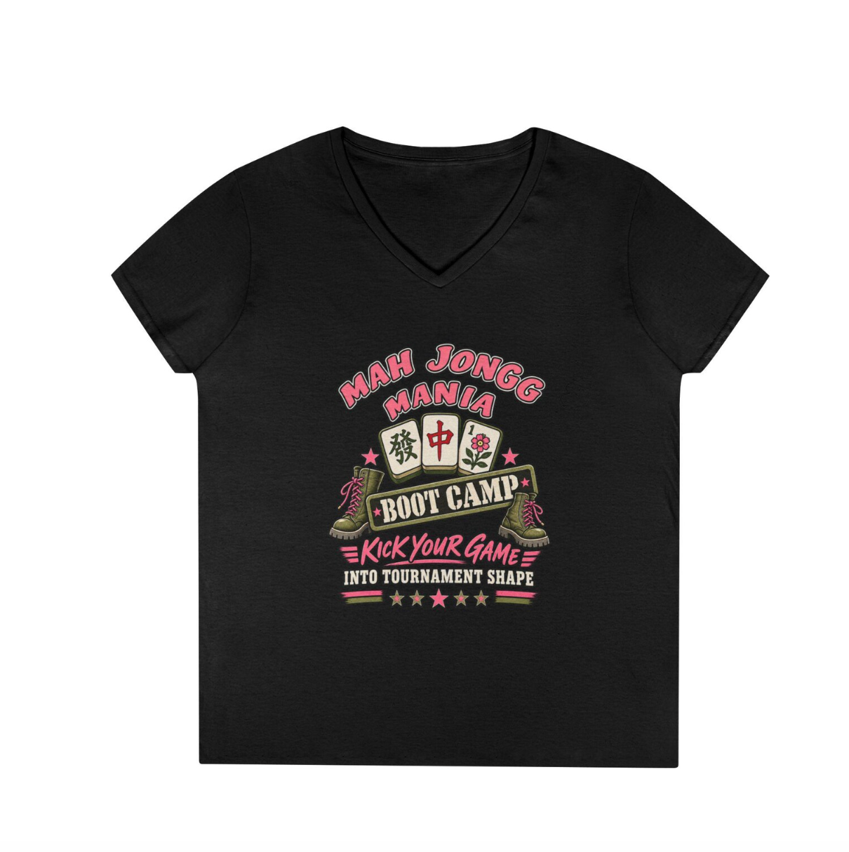 Mah Jongg Mania Boot Camp v-neck t-shirt
